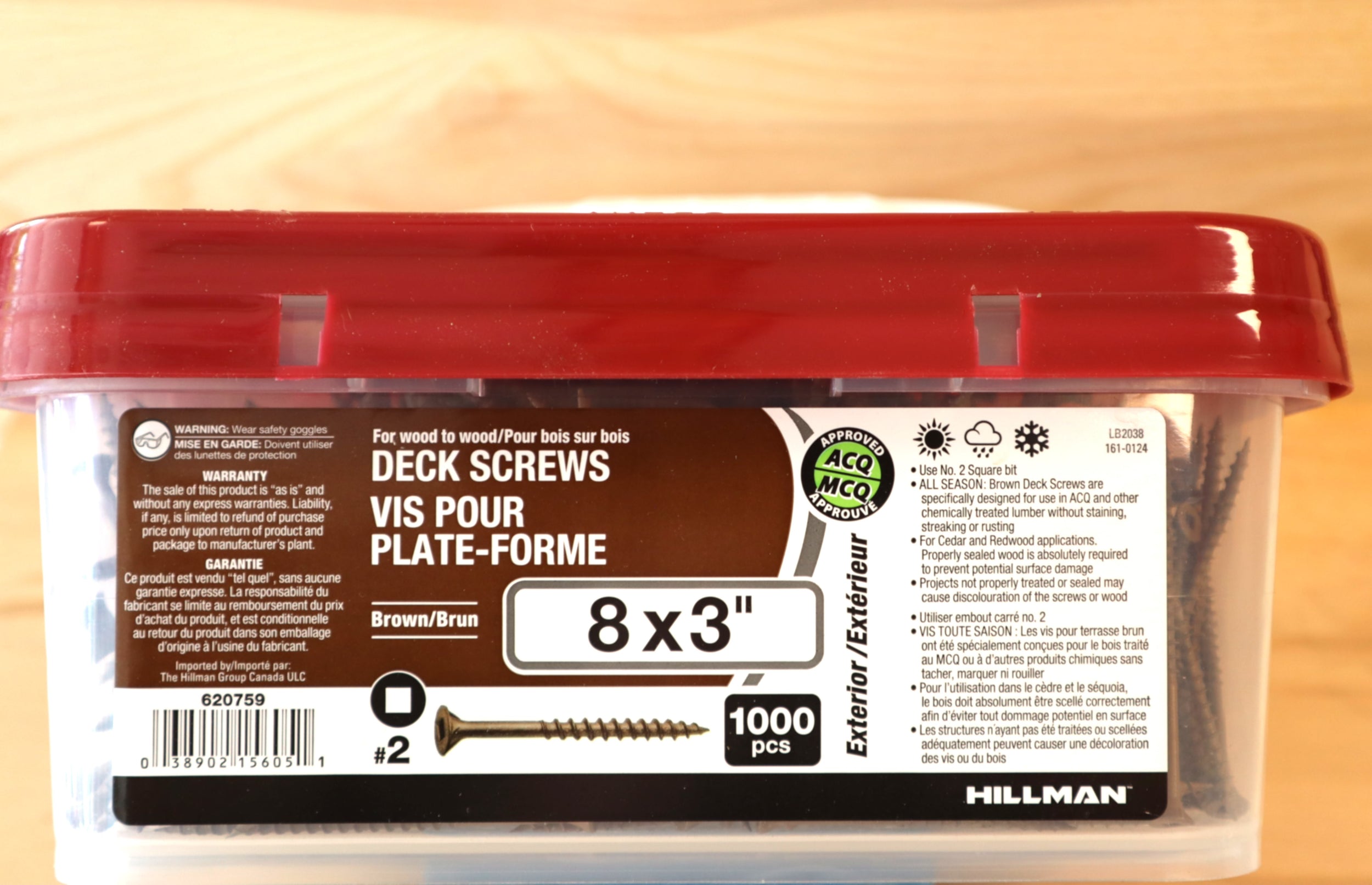 Deck Screws - Flat Head Square Drive - UNC Brown (8x3")