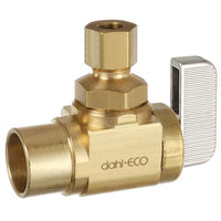 dahl Valve - Supply Stop - 1/2 Female Solder x 1/4 OD Comp, Angle, Brass, Lead-Free