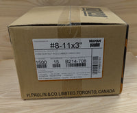 Construction Screws - Flat Head Square Drive - Yellow Zinc (8x3")