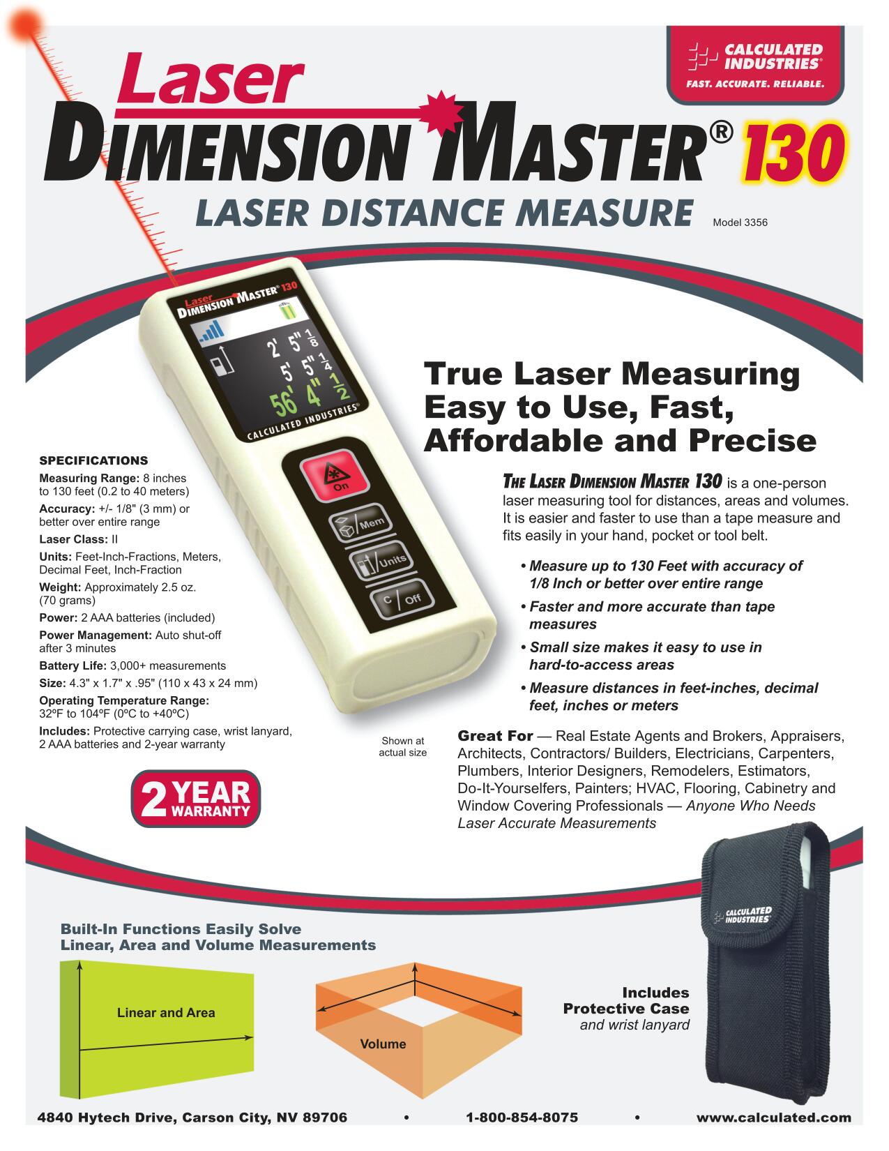 Laser Dimension Master 130 - Laser Distance Measure